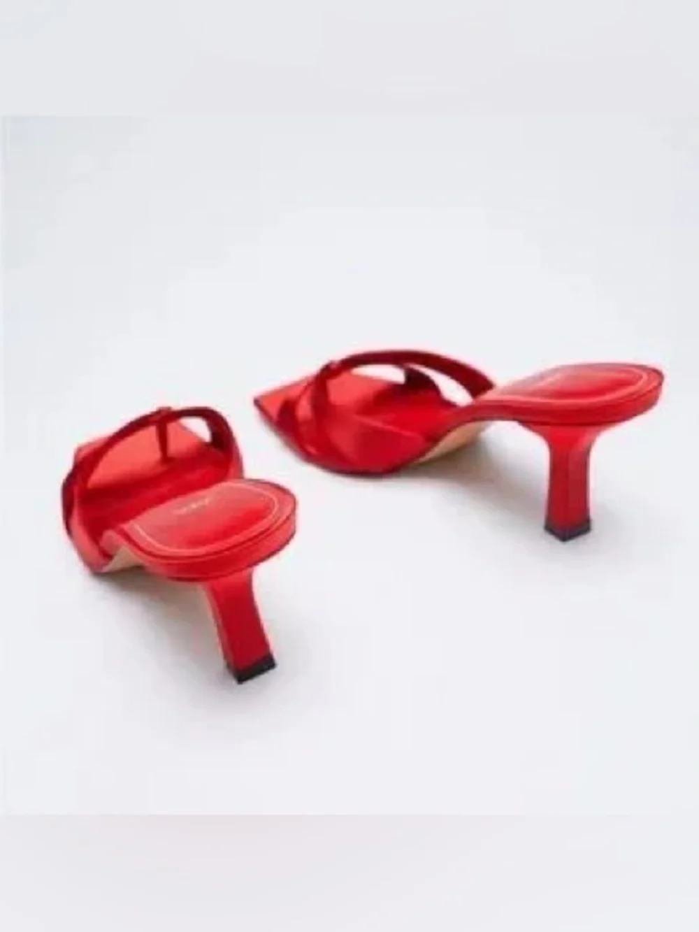 ZARA Satin Effect Square Toe Sandals - Picture 4 of 7